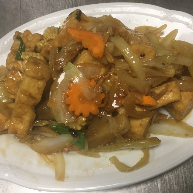 味菜炒豆腐Zuurgroente met tofu