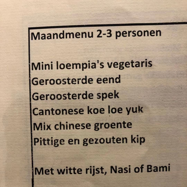 Maandmenu 2-3 personen met witte rijst 