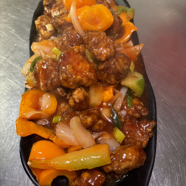 甜酸生炒骨Gebakken ribbetjes in zoetzure saus met mihoen